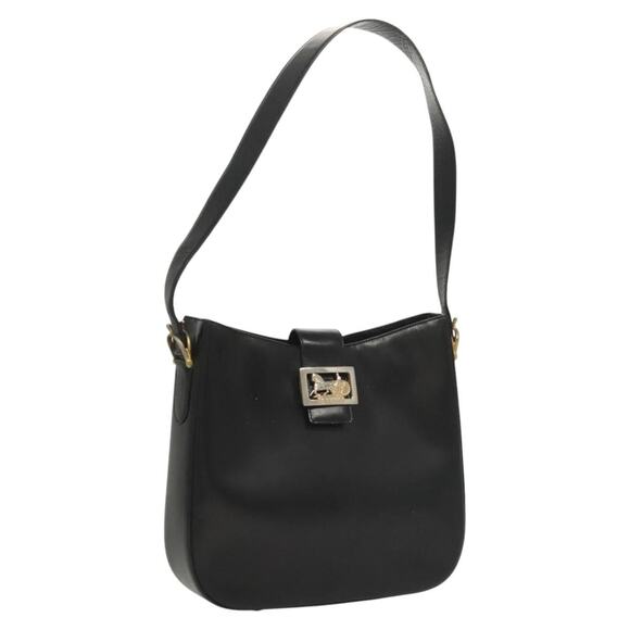 CELINE Shoulder Bag Leather Black Gold - Picture 1 of 12